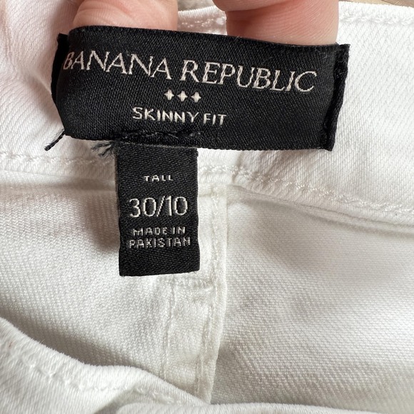 Banana Republic Skinny Fit Jeans Womens 30/10 Tall White Stretch Denim Preppy - Picture 9 of 13